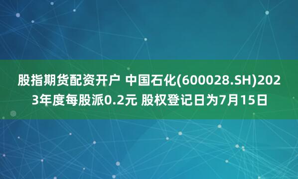 股指期货配资开户 中国石化(600028.SH)2023年度每股派0.2元 股权登记日为7月15日